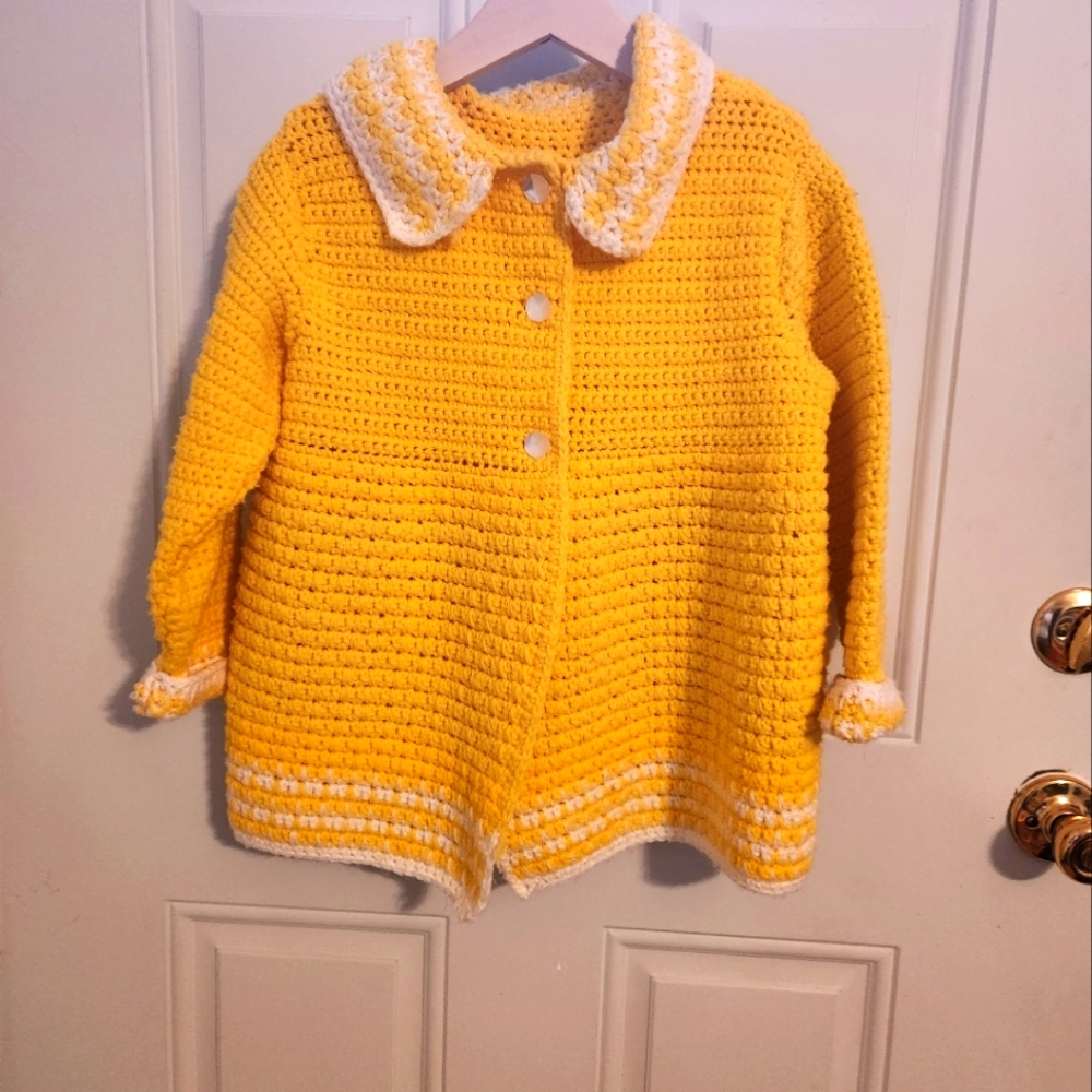 Vintage Crocheted Yellow Sweater
